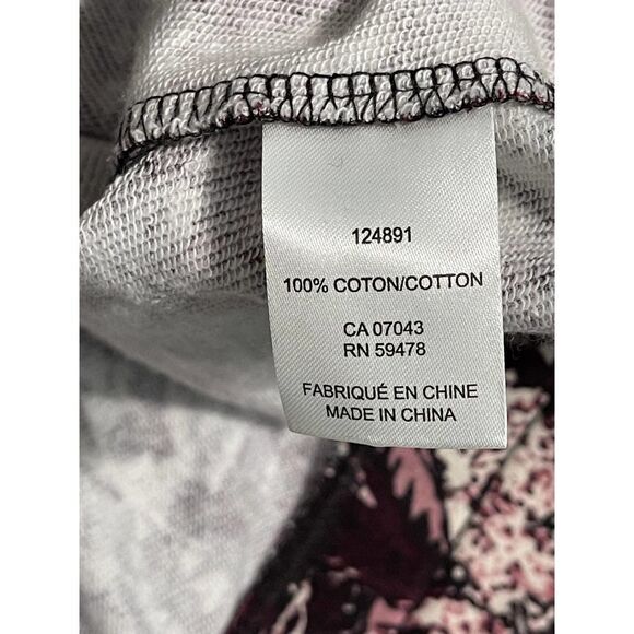 Joie Caleigh Floral Paisley Printed Sweatshirt Thumbhole Burgundy Red Medium - Picture 8 of 12